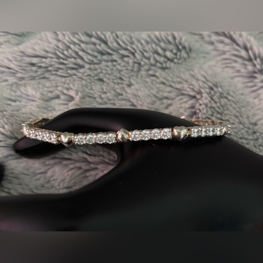 Vintage Diamonique Sterling Silver Heart Bracelet 84$